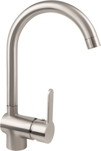 WELLWATER Einhebelmischer, Edelstahl-Optik, 360° schwenkbarer Auslauf - silberfarben