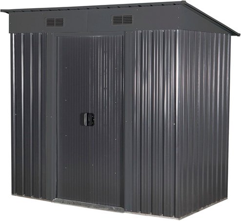 FLORAWORLD Gerätehaus, Metall, BxHxT: 195 x 196 x 121 cm (Außenmaße inkl. Dachüberstand) - grau