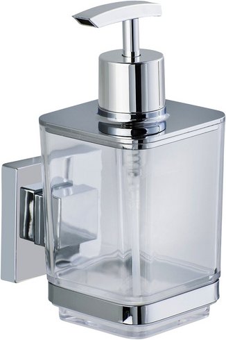 WENKO Seifenspender »Quadro«, Edelstahl/Kunststoff, silberfarben/transparent