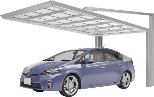 Thumbnail - XIMAX Einzelcarport »MyPort Next«, Typ 60, Außenmaß BxT: 263 x 590,1 cm, edelstahlfarben - silberfarben