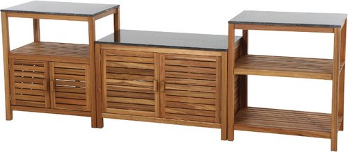 GARDAMO Outdoor-Küche »Riva«, 3er-Set, Akazie - braun