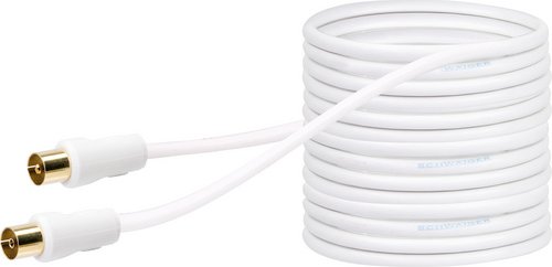 SCHWAIGER Antennenkabel, mit vergold. Stecker 19 m 90 dB weiss 2-fach geschirmt