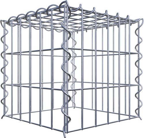 Gabiona Gabione, silbergrau, Maschenweite 5 cm x 10 cm, Spirale - silberfarben