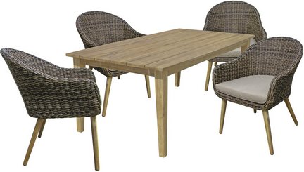 GARDEN PLEASURE Gartenmöbelset »Visalia/Pueblo«, 4 Sitzplätze, Aluminium/Kunststoff/Polyester, inkl. Auflagen - braun