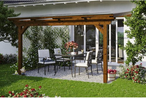 SKANHOLZ Terrassenüberdachung »Ancona«, Breite: 434 cm, Dach: Polycarbonat (PC), nussbaum - braun