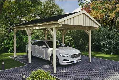 SKANHOLZ Carport »Fichtelberg«, BxT: 317 x 566 cm, Firsthöhe: 303 cm, unbehandelt - beige