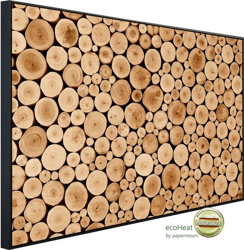 papermoon Infrarotheizung »EcoHeat - Rundes Teakholz«, Matt-Effekt - bunt