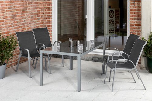 MERXX Gartenmöbelset »Sorrento«, 5-tlg., Aluminium/Textil/Sicherheitsglas - grau
