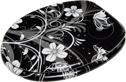 Sanilo WC-Sitz, BxL: 37,7 x 47 cm, White Flower - schwarz
