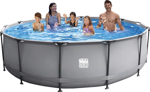 HAPPY PEOPLE Stahlrahmen-Pool, grau, ØxH: 540 x 122 cm