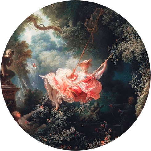 K&L Wall Art Vliestapete »Runde Vliestapete«, Fragonard Kunstdruck Die Schaukel, mehrfarbig, matt - bunt