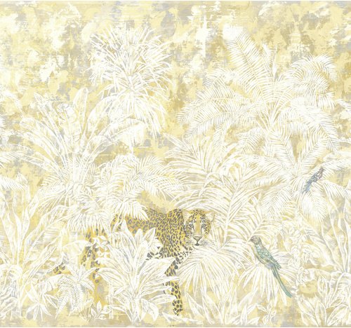 KOMAR Vliestapete, Blumen, bunt - goldfarben