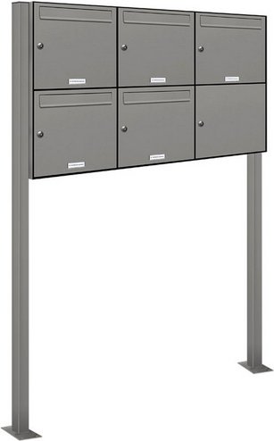 AL BRIEFKASTENSYSTEME Briefkasten, Parteien: 5, Freistehend, BxHxT: 122,9 x 150 x 11,6 cm - grau