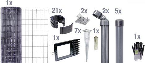 Gust. Alberts GmbH & Co. KG Set Maschendrahtzaun mit Bodenhülse »Fix-Clip Pro«, Breite: 1000cm, anthrazit - schwarz