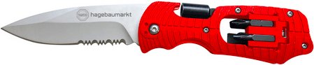 hagebau Multifunktionsmesser, rot/schwarz/silberfarben, Metall, Klingenlänge: 190 mm