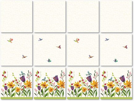 Thumbnail - K&L Wall Art Fliesenaufkleber »Blumenwiese mit Vögeln«, selbstklebend