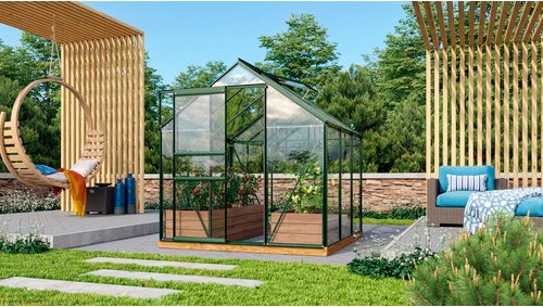 VITAVIA Gewächshaus »Venus«, 3,8 m², Aluminium/Glas, winterfest - gruen