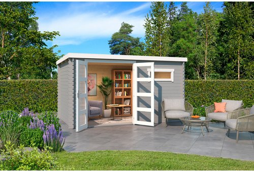 LASITA MAJA Gartenhaus »Augusta«, BxHxT: 400 x 216,6 x 230 cm (Außenmaße inkl. Dachüberstand), Holz - grau