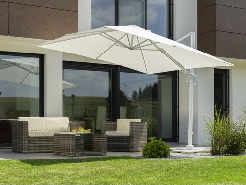 SCHNEIDER SCHIRME Ampelschirm »Rhodos Twist Bianco«, BxL: 300 x 300cm, quadratisch, Sonnenschutzfaktor: 50+ - weiss