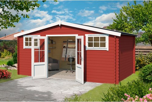 LASITA MAJA Gartenhaus »Washington«, BxHxT: 518,6 x 245,1 x 396 cm (Außenmaße inkl. Dachüberstand), Holz - rot