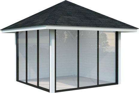 PALMAKO Pavillon »Bianca«, Aufstellmaße BxTxH: 384 x 384 x 319 cm, lackiert, Holz - weiss