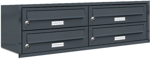 AL BRIEFKASTENSYSTEME Briefkasten, Parteien: 4, Unterputzmontage, BxHxT: 80,5 x 27 x 27,5 cm - grau