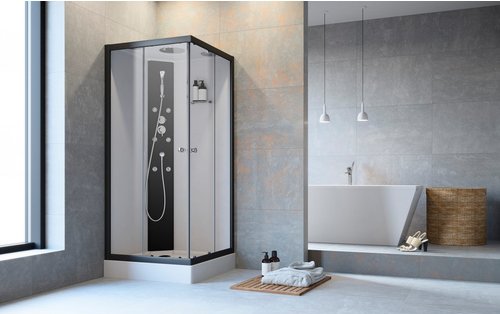 GEO Komplettdusche »FAST«, Eckeinstieg, 90 x 90 x 215 cm - schwarz