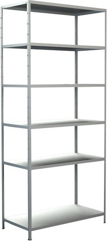 SCHULTE REGALWELT Grundregal, Metall, Weiß, 6 Fachböden - weiss