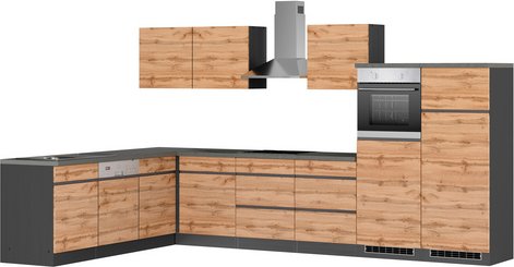 HELD MÖBEL Winkelküche »Tampa«, Gesamtbreite: 240 cm, Arbeitsplatte mit Melaminharz-Beschichtung - braun