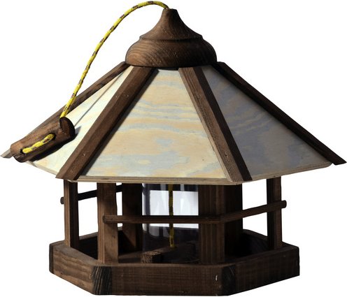 DOBAR Vogelfutterhaus, für Wildvögel, Kiefernholz/Kunststoff, braun