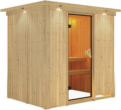 KARIBU Sauna »Kircholm«, für 3 Personen, ohne Ofen - beige