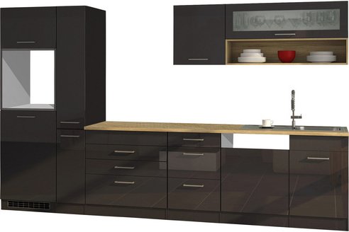 HELD MÖBEL Küchenzeile »Mailand«, ohne E-Geräte, Gesamtbreite: 330cm - grau