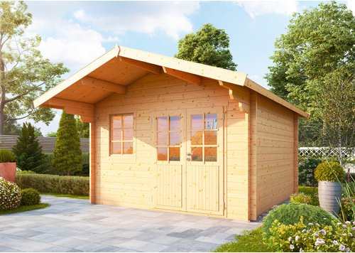 WOLFF Gartenhaus »Lisa 44-B«, Holz, BxHxT: 422 x 290 x 300 cm (Außenmaße inkl. Dachüberstand) - beige