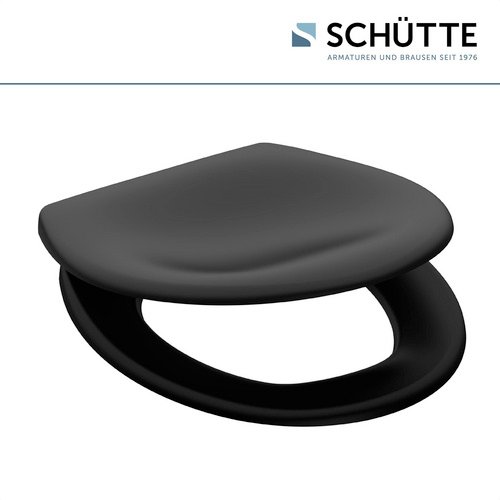 SCHÜTTE WC-Sitz, mit Absenkautomatik/Schnellverschluss, oval, Duroplast - schwarz