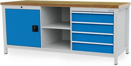 Thumbnail - Bedrunka + Hirth Kastenwerkbank, BxHxT: 200 x 85,9 x 75 cm, Gestell: Stahlblech - grau