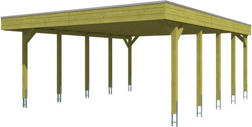 SKANHOLZ Carport »Friesland«, BxT: 557 x 708 cm, Firsthöhe: 254 cm, imprägniert - gruen