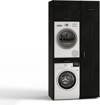 Waschturm Waschmaschinenschrank »Slimline«, BxHxT: 112 x 233 x 65,4 cm - schwarz