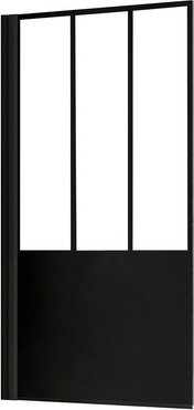 SCHULTE Badewannenfaltwand »Komfort «, 1-teilig, 80 x 140 cm, Mattschwarz, links