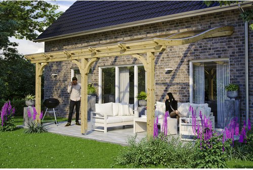 SKANHOLZ Terrassenüberdachung »Venezia«, Breite: 541 cm, Dach: Polycarbonat (PC), natur - beige