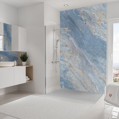 SCHULTE Duschrückwand »DecoDesign«, BxH: 150 x 255 cm, Aluminium/Polyethylen - blau