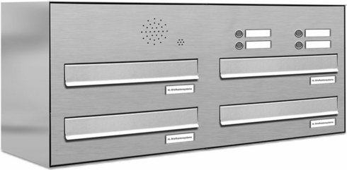 AL BRIEFKASTENSYSTEME Briefkasten, Parteien: 4, Zaundurchwurf, BxHxT: 153,130 x 34,5 x 27,5 cm - silberfarben