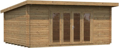 PALMAKO Blockbohlenhaus »Lea«, Holz, BxHxT: 578 x 249 x 451 cm (Außenmaße inkl. Dachüberstand) - braun