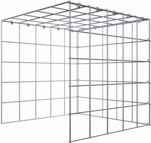 Thumbnail - Gabiona Gabione, silbergrau, Maschenweite 10 cm x 10 cm, C-Ring - silberfarben