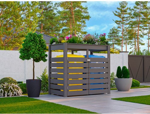 KARIBU Mülltonnenbox, aus Fichtenholz, BxHxT: 158,2 x 142,6 x 87,6 cm (Außenmaß), grau