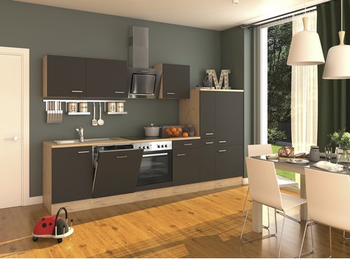 Flex-Well Küchenzeile »Morena«, mit E-Geräten, Gesamtbreite: 310 cm - grau