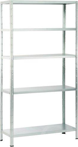 SCHULTE REGALWELT Stecksystem-Grundregal, BxHxT: 100 x 190 x 40 cm, 5 Böden, Stahl - silberfarben