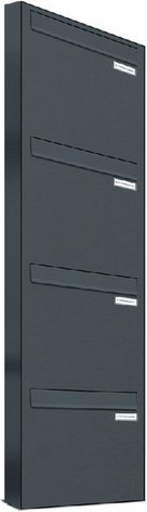 AL BRIEFKASTENSYSTEME Briefkasten, Parteien: 4, Zaundurchwurf, BxHxT: 38,5 x 136,8 x 11,6 cm - grau