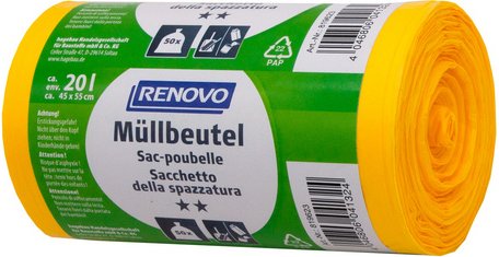 RENOVO Müllbeutel, BxL: 45 x 55 cm, 20 L - gelb