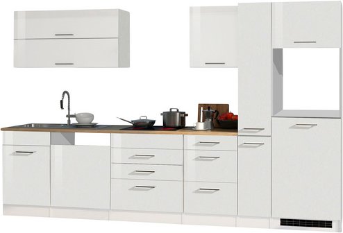 HELD MÖBEL Küchenzeile »Mailand«, ohne E-Geräte, Gesamtbreite: 330cm - weiss