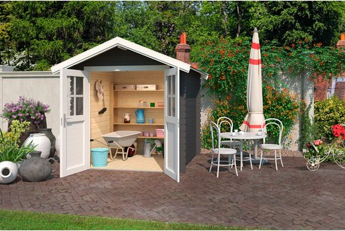 Mr. GARDENER Gartenhaus »Inn«, Holz, BxHxT: 241,1 x 234 x 260 cm (Außenmaße) - grau